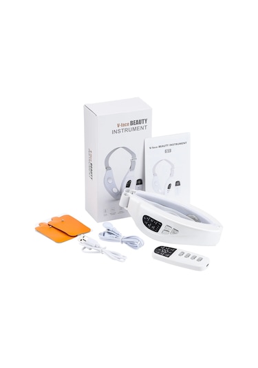 Elektrikli Yüz Germe Cihazı Led Işıkları Isıtma Titreşim Yüz Masajı White Büyük Britanya Beyaz