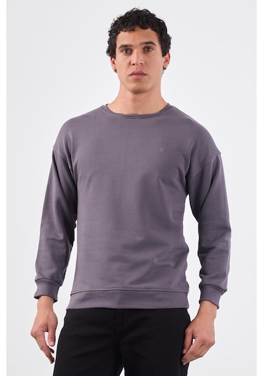 Dufy Antrasit Bisiklet Yaka Regular Fit Erkek Sweatshirt Antrasit