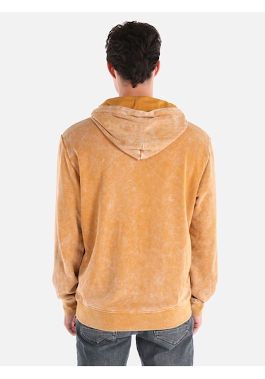 Colin's Colins Regular Fit Baskılı Kapüşonlu Sarı Erkek Sweatshirt Cl1064608 Safran