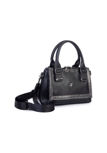 Nas 1455 Kadın Taşlı El Ve Omuz Çantası Siyah Siyah