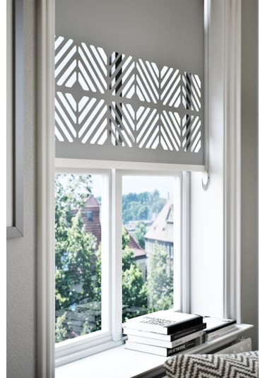 Lazer Kesim Mat Stor Perde, Lazer Kesimli Klasik Serisi, C-201005 Gri Renk Gri