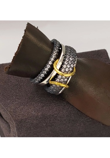 925 Ayar Çoklu Tarz Gümüş Yüzük Çok Renkli