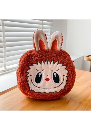 Snapbuy Labubu Tasarımlı Peluş Çapraz Çanta Turuncu