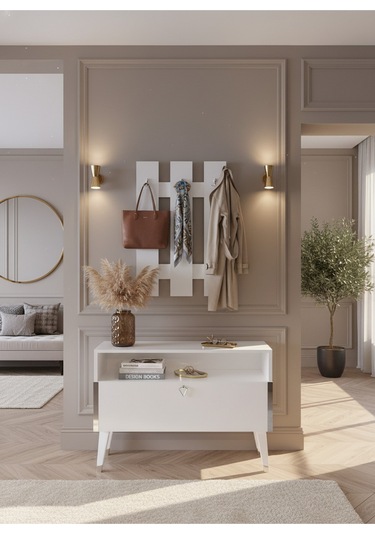 Resital Portmanto Vestiyer - Gp7004-1 - Beyaz Silver Beyaz