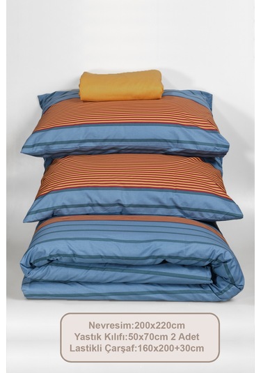 Elart Arden Nevresim Takımı Çift Kişilik %100 Pamuk Ranforce Lastikli Çarşaf 200x220 Cm Renkli
