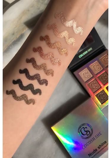 Cocosh She Nude Shine 9 Renk Göz Farı Paleti, Yüksek Pigmentasyon, Topaklanmaz, Kolay Dağılım - 9 Color Diğer