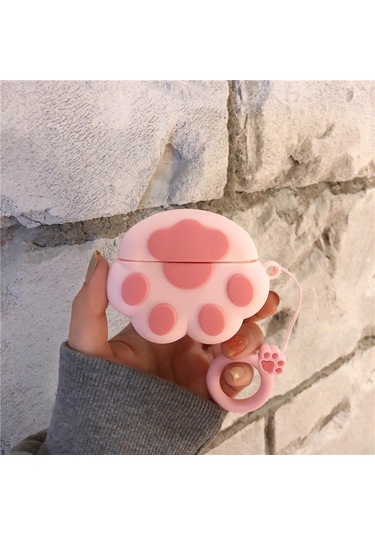 Kosona Beyaz Kedi Pencesi Silikon Korumalı Kılıf - Airpods Pro Tws Kulaklık İçin 3d Tasarımli Koruyucu Kapak Beyaz