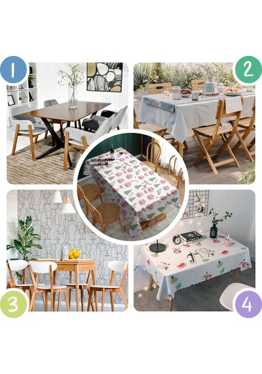 Noel Desenli Dikdörtgen Masa Örtüsü 60x84 İnç, Su Geçirmez Ve Leke Tutmaz-a189 Noel Zencefil Ekmek Evi