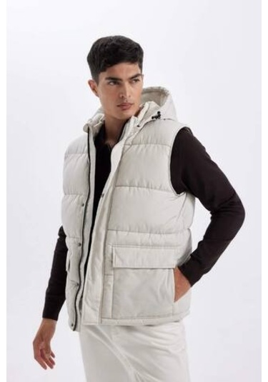 DeFacto Su İtici Hafif Şişme Yelek Çıkarılabilir Kapüşonlu Fermuarlı Cepli Mevsimlik W5509AZ24AUBG721 Bej