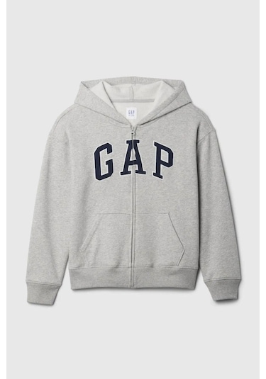 Gap Relaxed Logo Fermuarlı Erkek Çocuk Gri Sweatshirt-9500 Gri