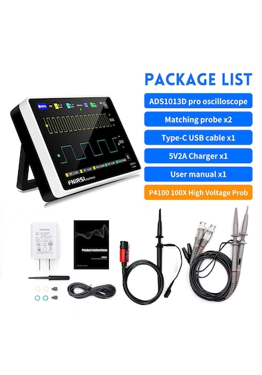 Fnirsi 1013d Ads1013d 2 Kanal 100mhz 1gsa/s Dijital Dokunmatik Ta