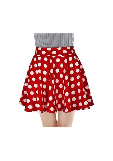 Fastbuy Kadın Mini A-çizgi Yüksek Bel Ekose Baskılı Kısa Etek, Günlük İş Giyimi, Çok Yönlü Kırmızı Kırmızı