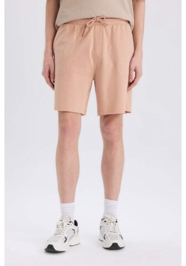 Defacto %100 Pamuk Slim Fit Dar Kesim Dar Paça Cepli Basic Düz Şort B8673ax25smbg790 Bej