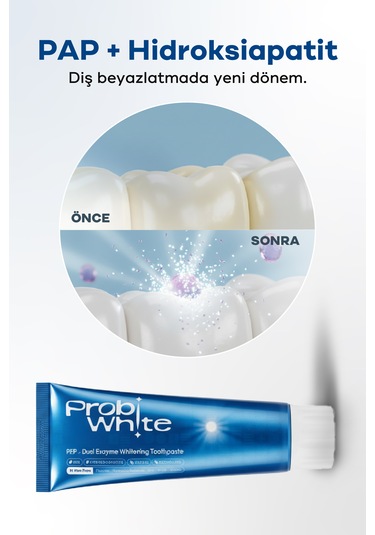 Probiwhite Beyazlatıcı Diş Macunu-pap Teknolojili,mikro Hidroksiapatit+enzim Formül,vegan Beyazlatma