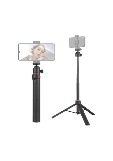 Geeksen 147cm Profesyonel Selfie Çubuğu Ve Tripod - 360 Dönebilir, 2kg Taşıma Kapasiteli, Canlı Yayın & Vlog İçin Siyah