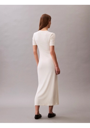 Calvin Klein Jeans A - Modal Rıb Ss Dress Kadın Beyaz Elbise Lv044c902g-pba Beyaz