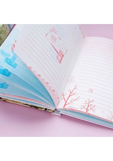 Kilitli Kutulu Ajanda Günlük Not Hatıra Defteri Notebook Good Night Mor