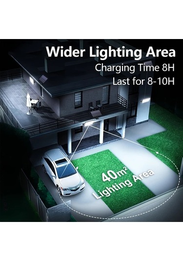 Xuweiwei 1 Paket Beyaz Işık 2 Adet 400 Led Dış Mekan Güneş Duvar Lambası Hareket Sensörlü Aydınlatma Yüksek Parlaklık Kolay Kurulum