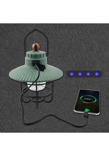 Yuntech01 Küçük Beyaz Usb Şarjlı Kamp Lambası, 3 Işık Modu İle Dimmable, Cep Telefonu Şarj Özelliği, Retro Tasarım, Kamp/hiking/fishing Için Çok Renkli