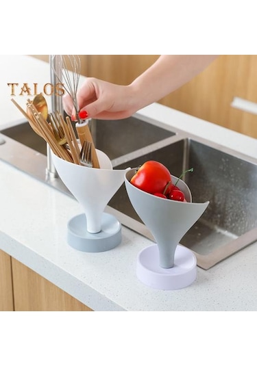 Beyaz Talos Plastik Huni Chopstick Drenaj Raf Meyve Sebze Süzgeç Raf Mutfak Dekor