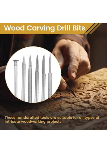 Döner Alet İçin Ahşap Oyma Matkap Ucu Seti - Ahşap El Sanatları Ve Taşlama İçin 6 Parça Gravür Matkap Aksesuarları