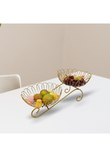 Suntek 2 Katmanlı Metal Meyve Sepeti Yerden Tasarruflu Ferforje