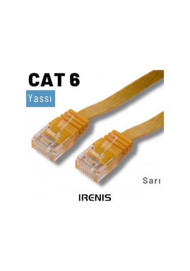 Irenis CAT6 Kablo Yassı Ethernet Network Lan Ağ İnternet Kablosu 15 M Sarı