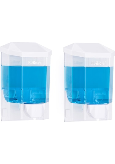 Duvara Monteli 2 Li Flosoft Sıvı Sabunluk 1000 Ml.beyaz F086 Şeffaf