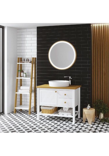 Denko Smarto 95 Cm Mdf Beyaz Banyo Dolabı Takımı + Boy Dolabı Beyaz