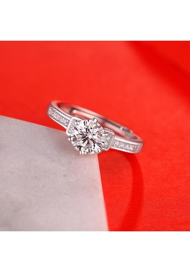 Bague Ringen 925 Gümüş Set 0.5ct-3ct18 Mozanit Sadece Aşk Serisi Kadın Basit Moda Ayarlanabilir Yüzük Includes Gift Box Certificate 0.5ct