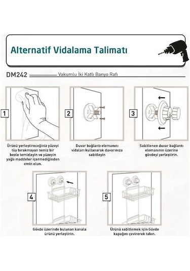 Geseus Va Kumlu Banyo Duş Sabunluk Rafı Şampuanlık Delme Vida Mat Çok Renkli