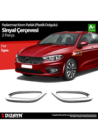 S-dizayn Fiat Egea Parlak Krom Sinyal Çerçevesi 2 Prç. Abs Plastik Dolgulu 2015 Üzeri
