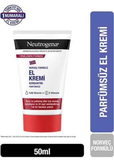 Neutrogena KonsantreNemlendirici Parfümsüz El Kremi 50 ML