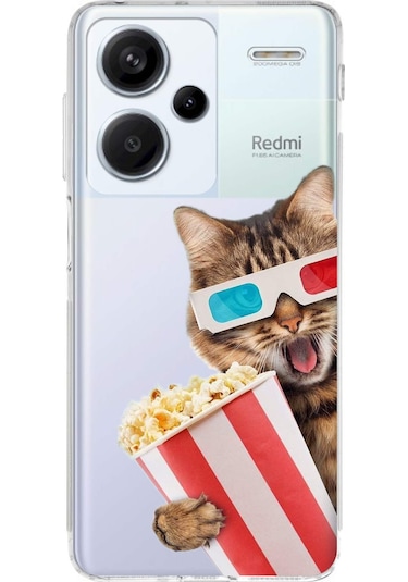 Xiaomi Redmi Note 13 Pro 4g İle Uyumlu Kedi 1 Kamera Korumalı Şeffaf Kılıf Şeffaf