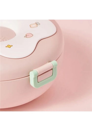 Shineyee 3 Bölmeli Çocukluk Sandviç Kutusu, Kaçırmazsız Kapağı Ve Eğlenceli Donut Deseni İle Okul Ve Piknikler İçin Mor