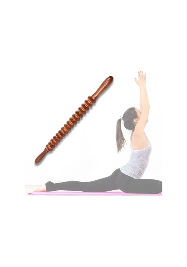 Suntek Ahşap Masaj Silindiri Çubukları Göbek Bel Uyluk Kahve Kahverengi