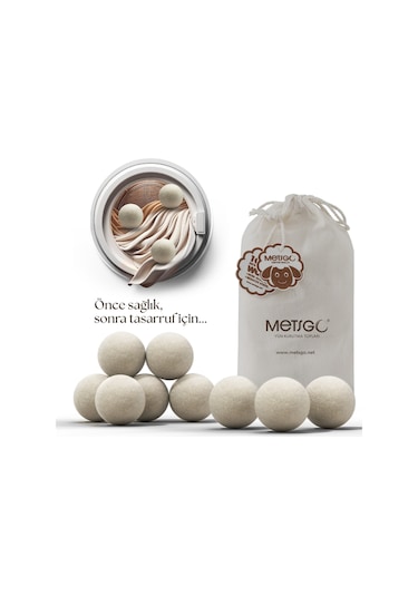 Metsgo Yün Kurutma Topu - Doğal Yumuşatıcı- Kırışık Giderici - Kurutma Makinesi İçin 9 Adet