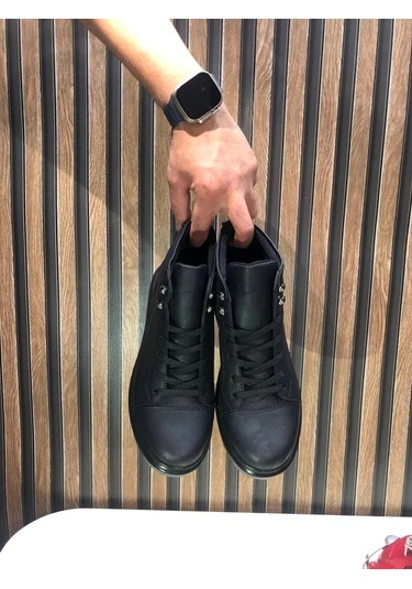 Slw202 Toronto Bağcıklı Cilt Erkek Spor Bot St Siyah Siyah