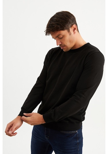 Mysport 5010 Erkek Bisiklet Yaka Baskılı Sweatshirt-siyah Siyah