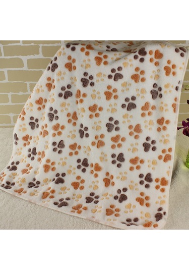 Geekyou Köpek Ve Kedi İçin Mükemmel Konfor: Koral Yün Peluş Battaniye, Beyaz Tırnak Desenli, 60x40 Cm S Boyutu - Evcil Hayvan Malzemesi