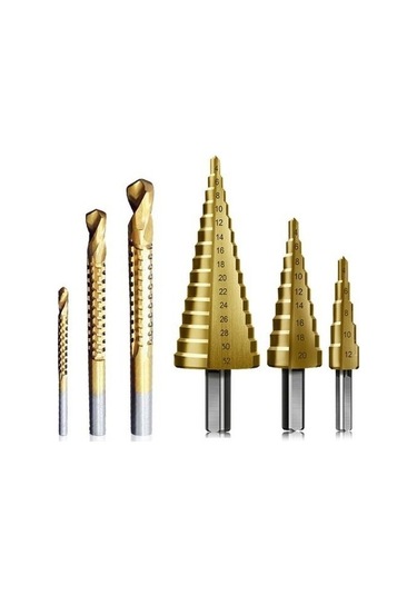 6 Parça Kademeli Matkap Ucu Saç Delme Seti Özel Kutulu Ahşap Oyma