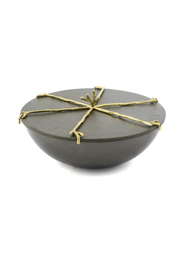 Mikasa Moor Branch Kapaklı Gold Gri Kase 27x12cm Gri