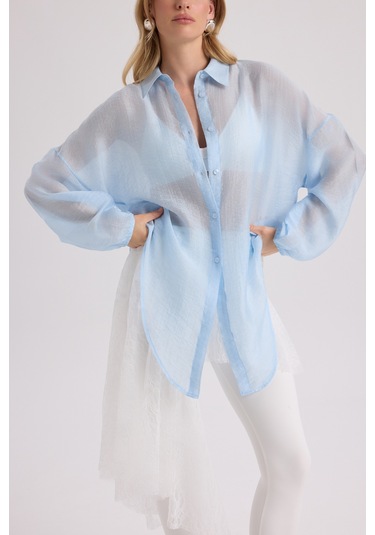 Mai Collection Mai Studios Co. Lyra Oversize Mavi Gömlek Mavı