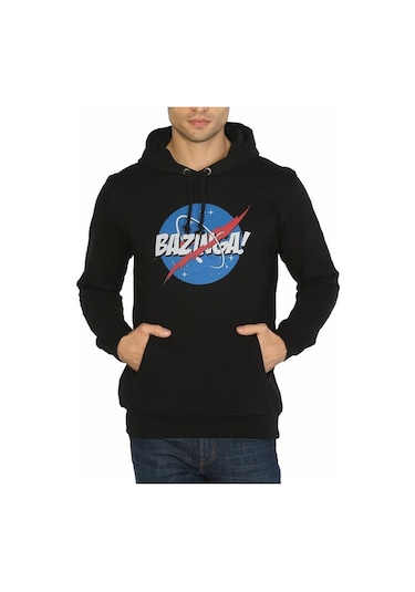Bant Giyim - Big Bang Theory Nasa Bazinga Siyah Kapşonlu