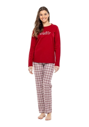 Ciciten Mod Collection Sıfır Yaka Kareli Bayan Pijama Takım 001