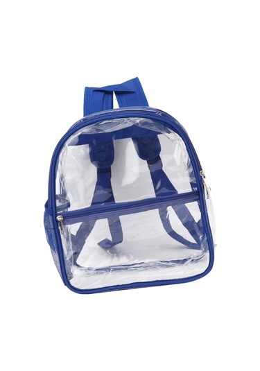Skycity Su Geçirmez Şeffaf Pvc Sırt Çantası - Güvenlik Kontrolü İçin, Günlük Kullanım, Spor, Seyahat, Büyük Kapasite Mavi Ön Cep
