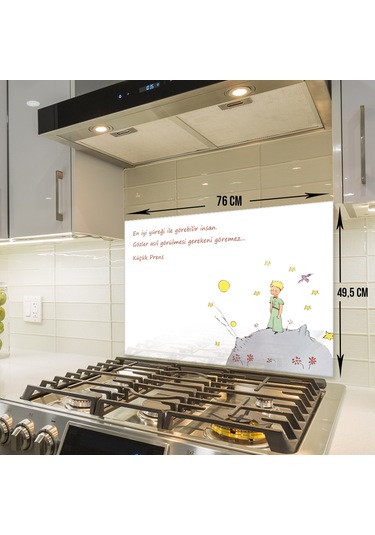 Decorita Cam Ocak Arkası Koruyucu|Küçük Prens Desenli|49,5cmx76cm