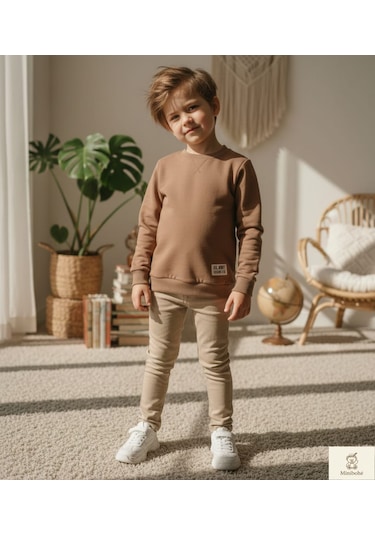 Minibohe Erkek Çocuk Sweatshirt Kahve Kahverengi