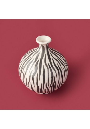 Evidea Deco Elegant Curves Vazo - Siyah / Beyaz - 28 Cm Siyah / Beyaz