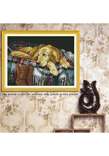 Xianwen Geeroyoo "14ct Köpek Desenli El İşi Nakış Seti - 43x33cm